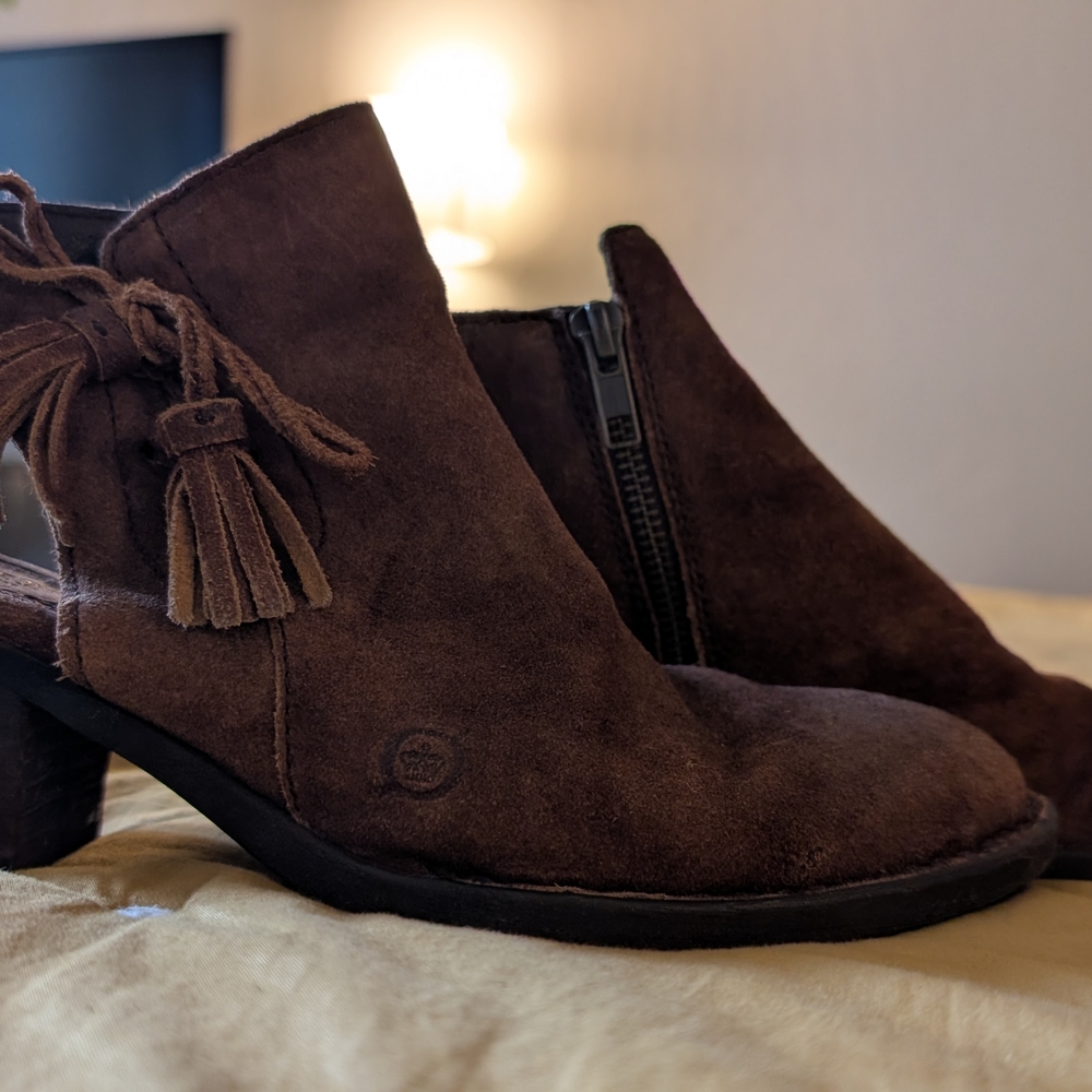 Born Dark Brown Suede Ankle Booties